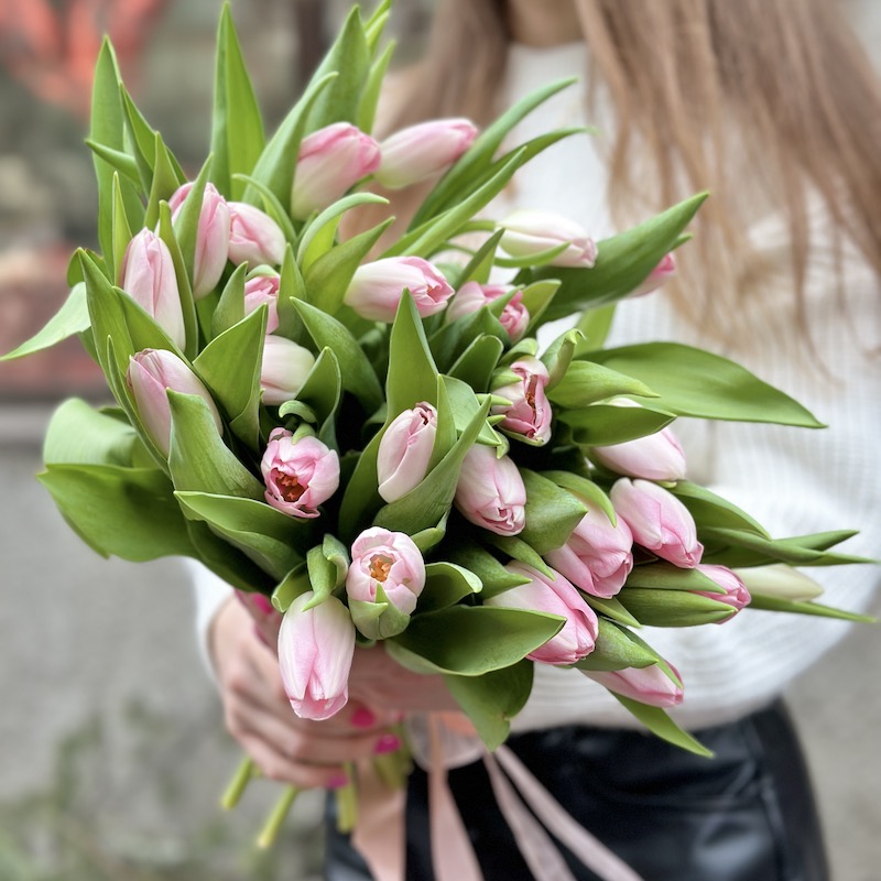 Монобукет "Розовые тюльпаны"