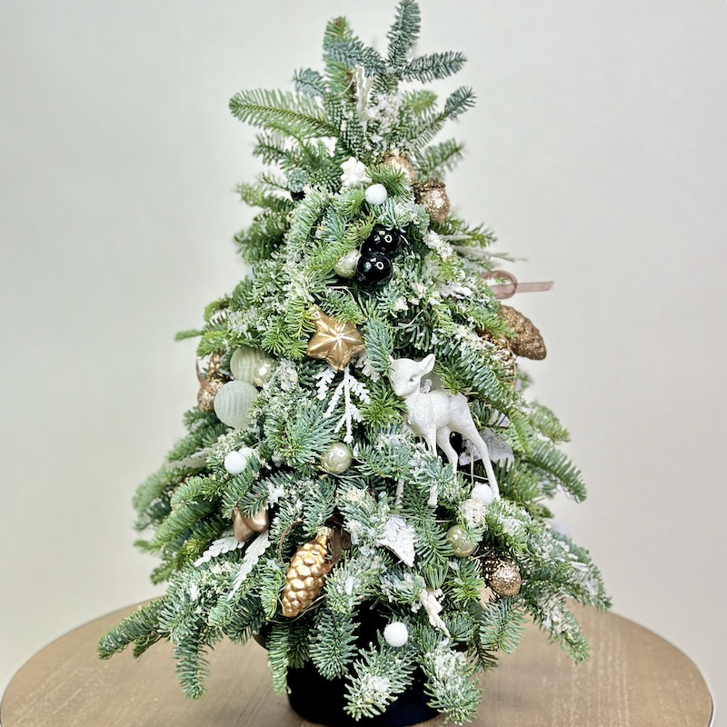 Новогодняя елочка из живых веток пихты Нобилис со светодиодной гирляндой "Бемби"