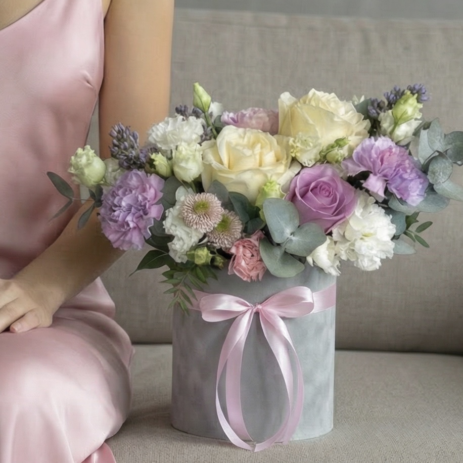 Коробка с цветами "Винтажный бархат"