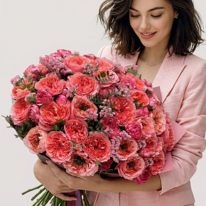 Букет цветов "В объятиях коралла"