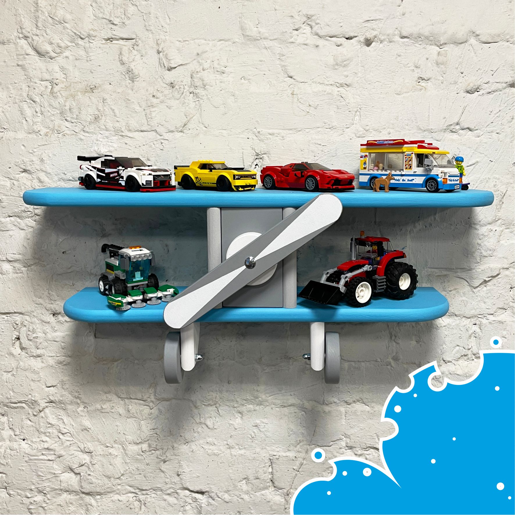 Интерьерная полка "Самолет"/голубой