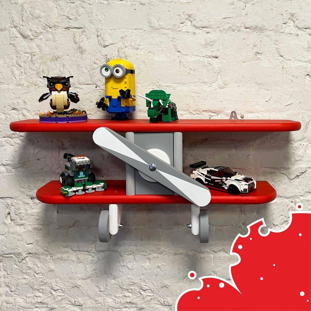 Интерьерная полка "Самолет"/ красный