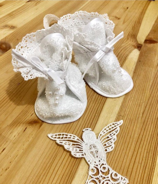 Пинетки махровые с хлопковым кружевом