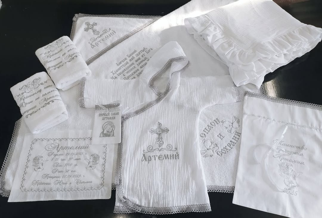 Крестильный набор для мальчика в серебре №7