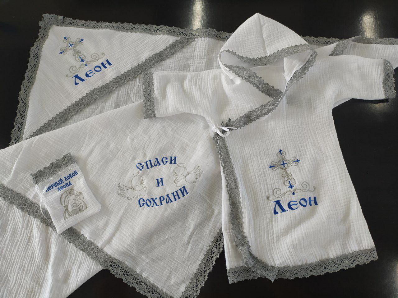 Крестильный набор для мальчика из муслина № 8