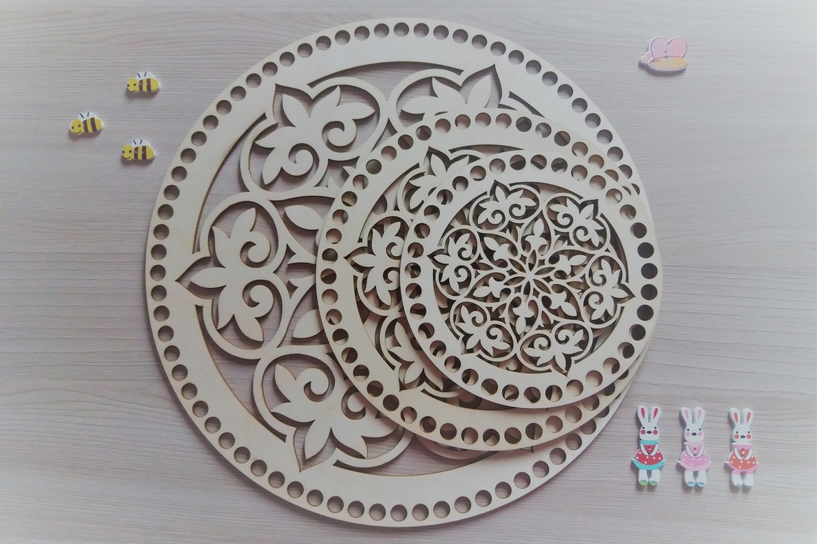 Дно резное "Круг" (вариант 3) деревянное 30 см