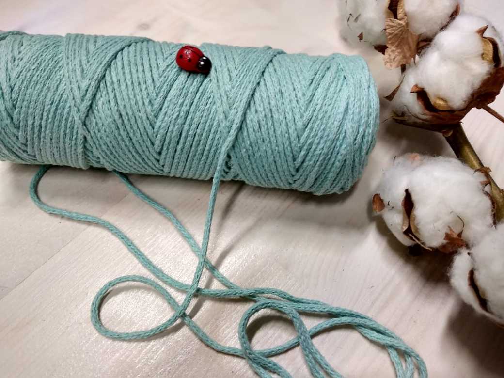 Хлопковый шнур "мятный" (длина 100м, диаметр 3мм)