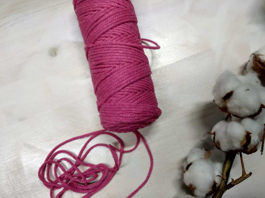 Хлопковый шнур "розовый" (длина 100м, диаметр 3мм)