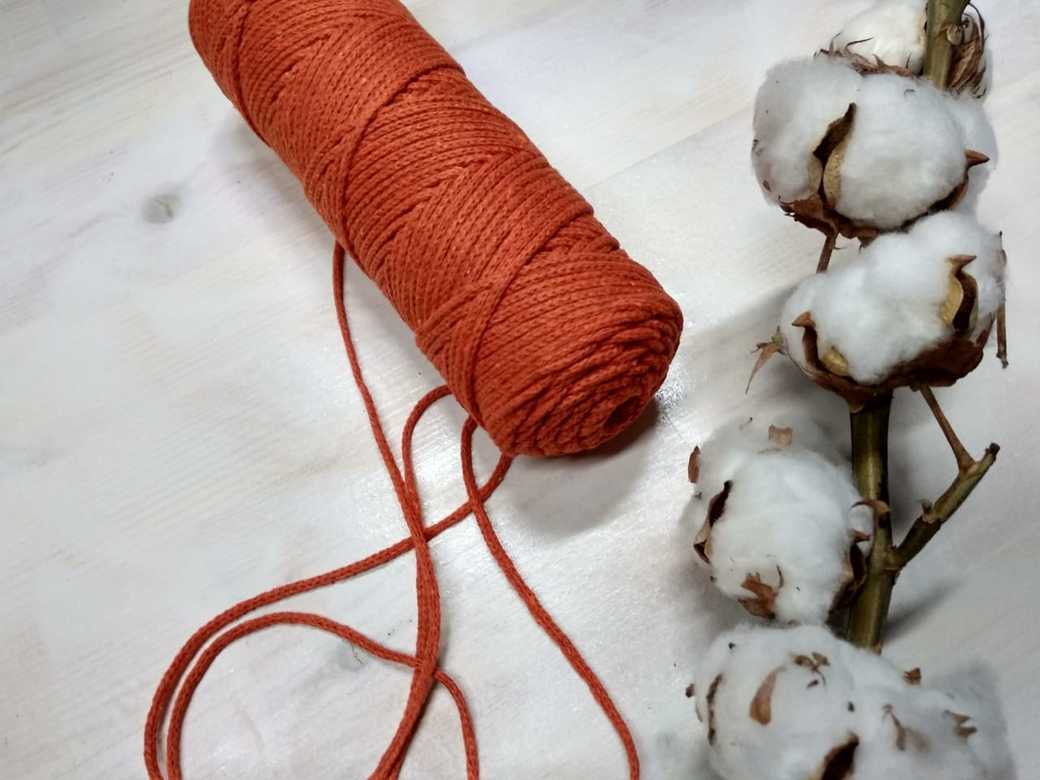 Хлопковый шнур "оранжевый" (длина 100м, диаметр 3мм)