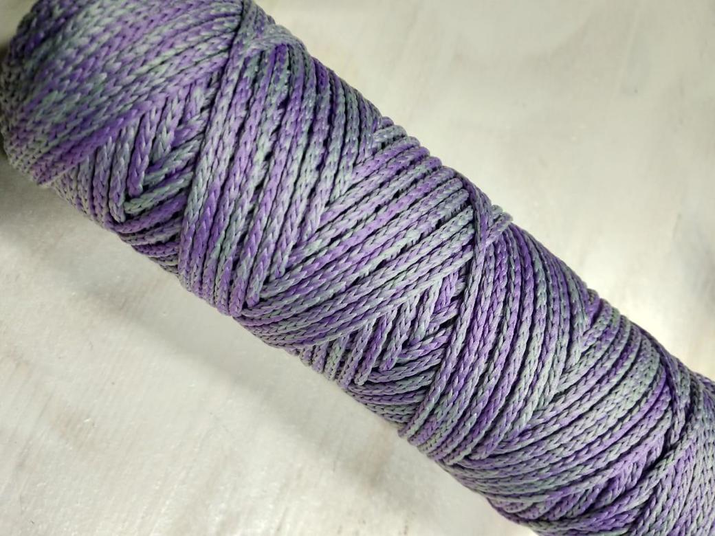 Полиэфирный шнур меланжевый "серо-зеленый+фиолетовый" (длина 100 м, диаметр 3 мм)