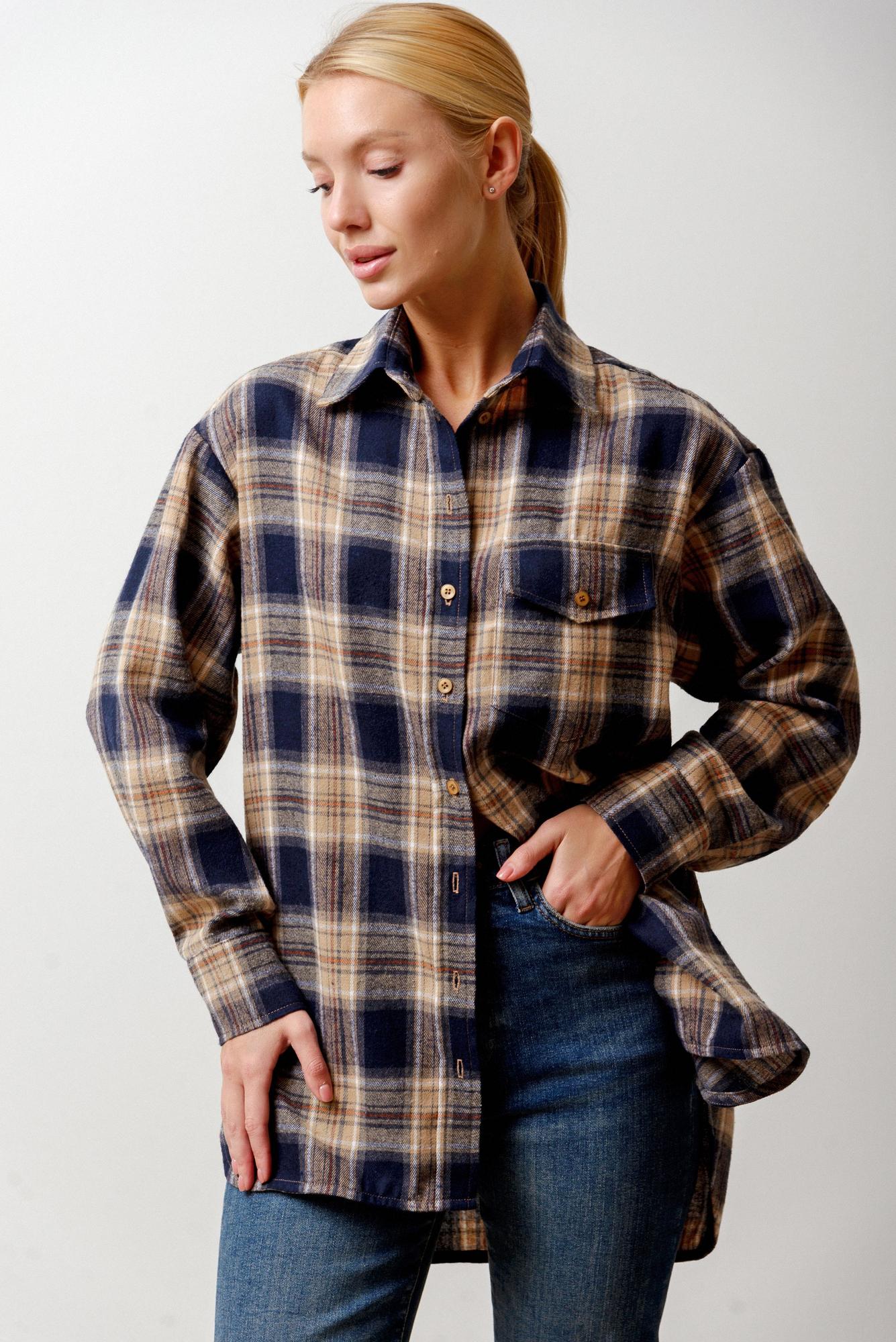 Рубашка Malk Dark Beige-Blue