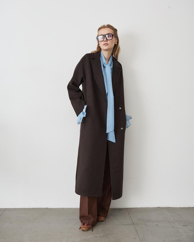 Пальто с боковыми разрезами (хаки)