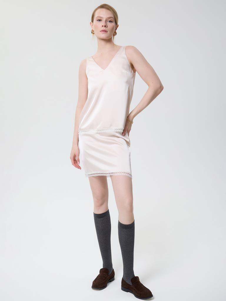 топ с кружевной полоской пудра