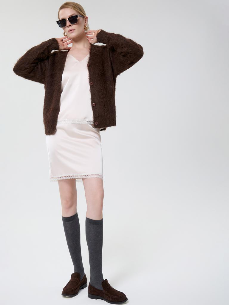 юбка с кружевной полоской пудра