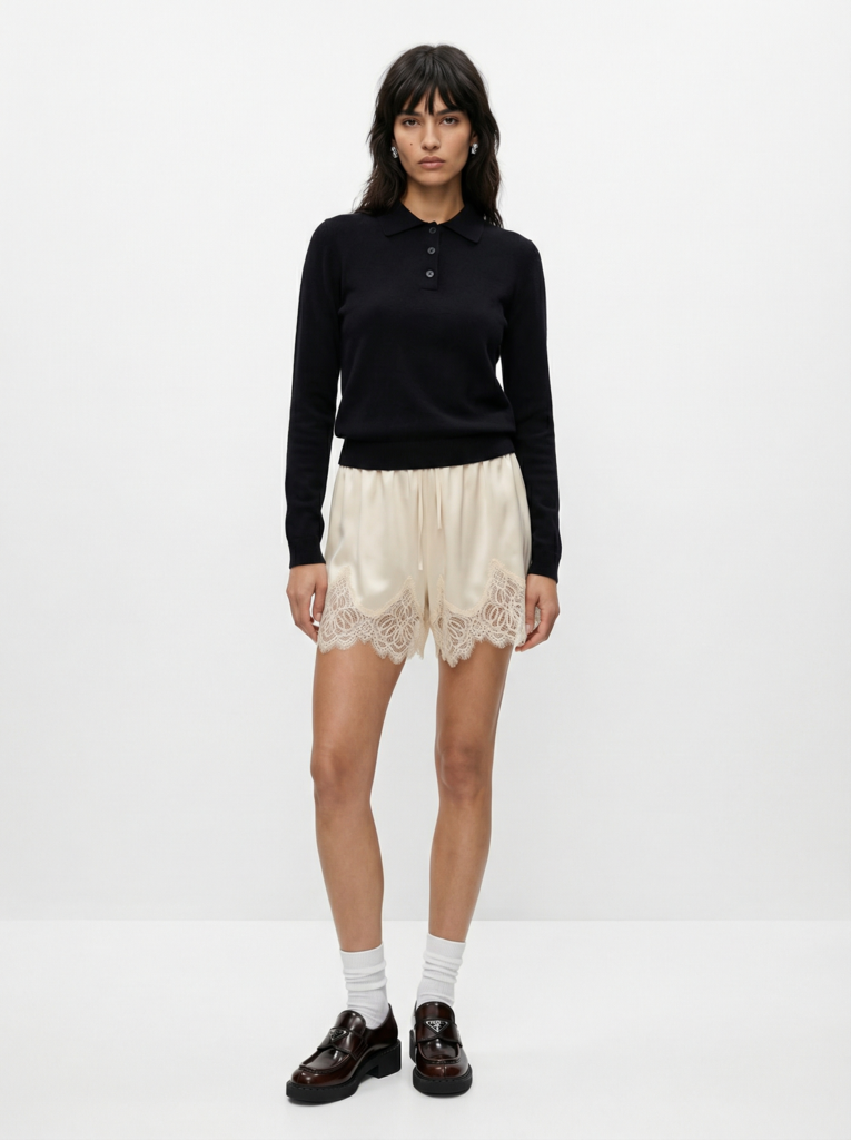 Кофта с воротником на пуговицах черная