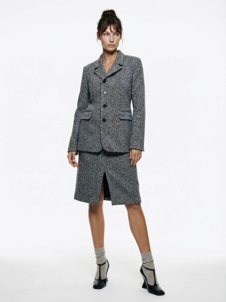 Пиджак на 4 пуговицах прямой черный