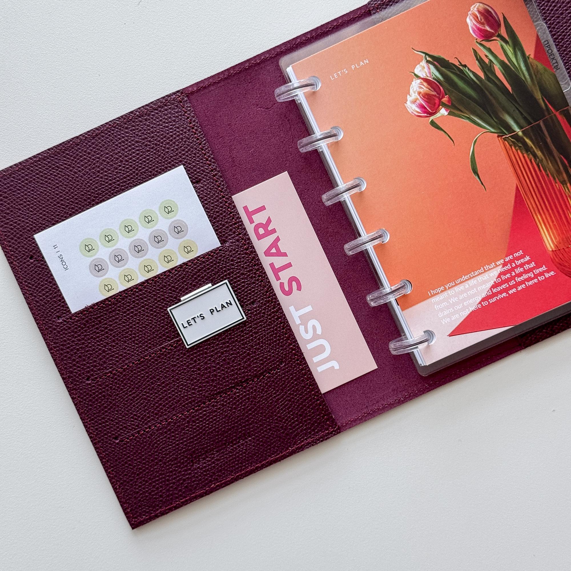 А6 / НАТУРАЛЬНАЯ КОЖА / бордовый темный