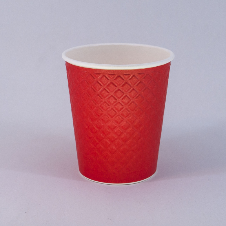 Стакан бумажный 250/270 мл «Waffle Red», двухслойный, 25 штук/упак.