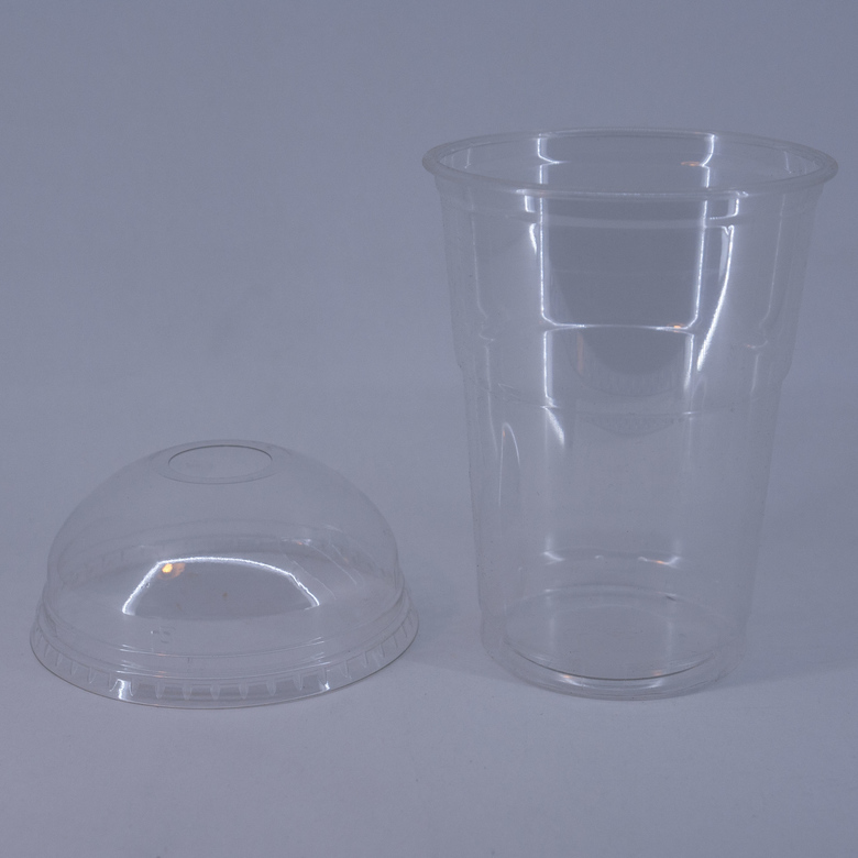 Стакан коктейльный 400 мл, горловина 95 мм с купольной крышкой с отверстием, РФ, 50 штук/упак.