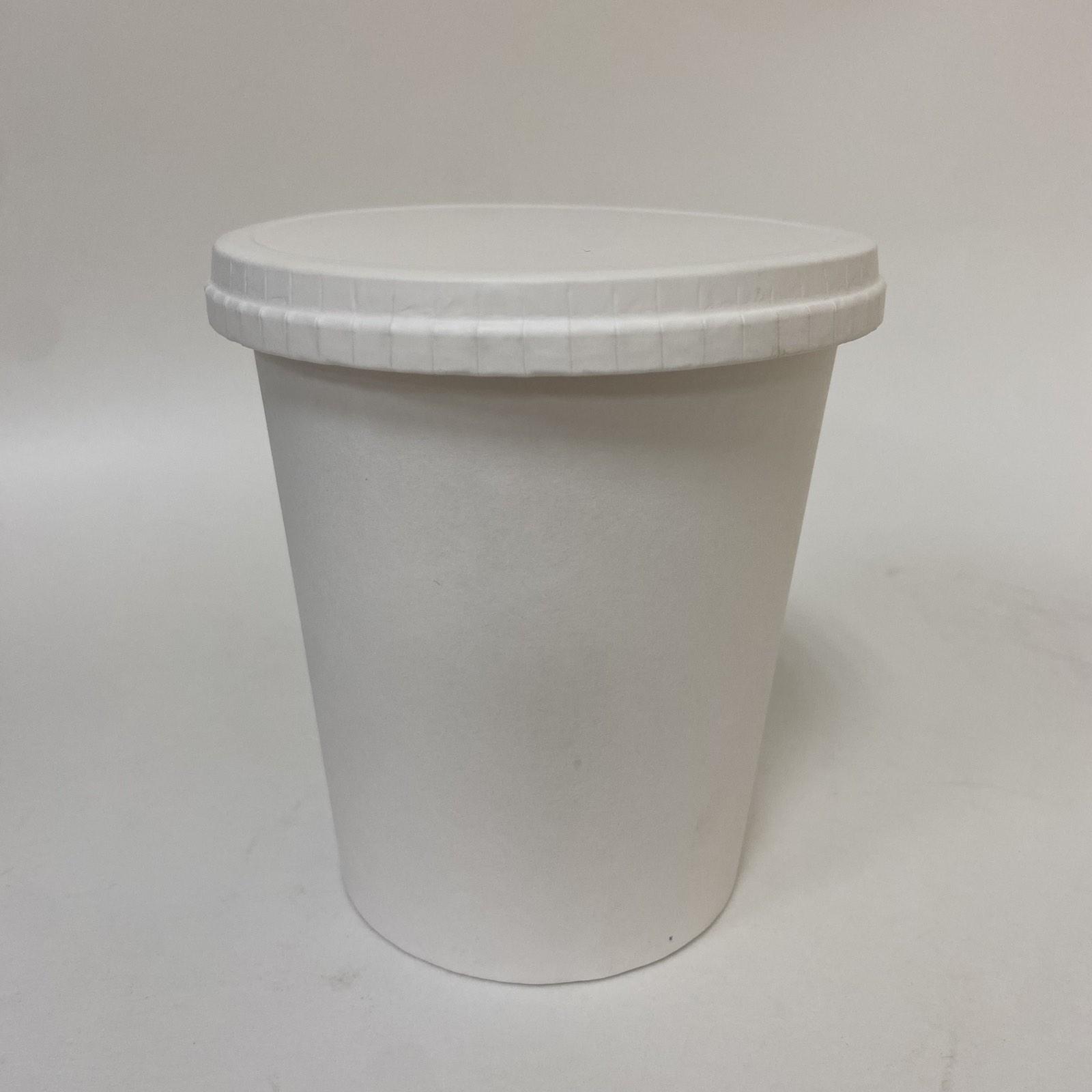 Стакан для мороженого с крышкой и ложкой 480 мл, белый, 70 штук/упак.