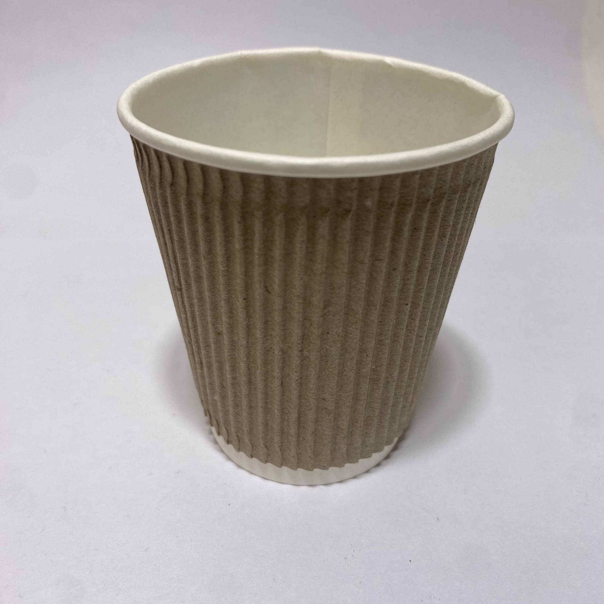 Стакан бумажный гофрированный 175 мл крафт, 30 штук/упак.