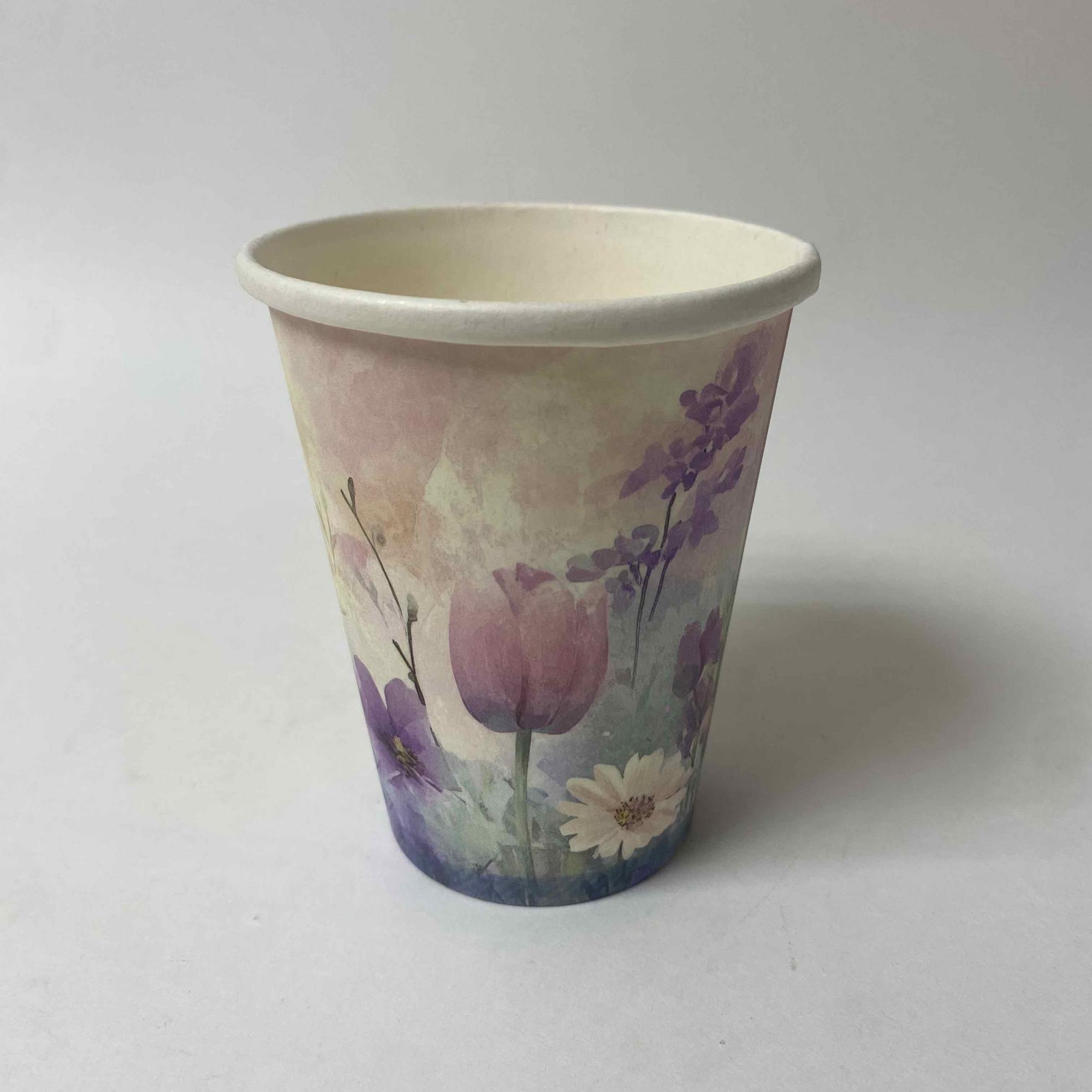 Стакан бумажный 250/270 мл «Тюльпаны пастель», 40 штук/упак (ГеккоКапс)