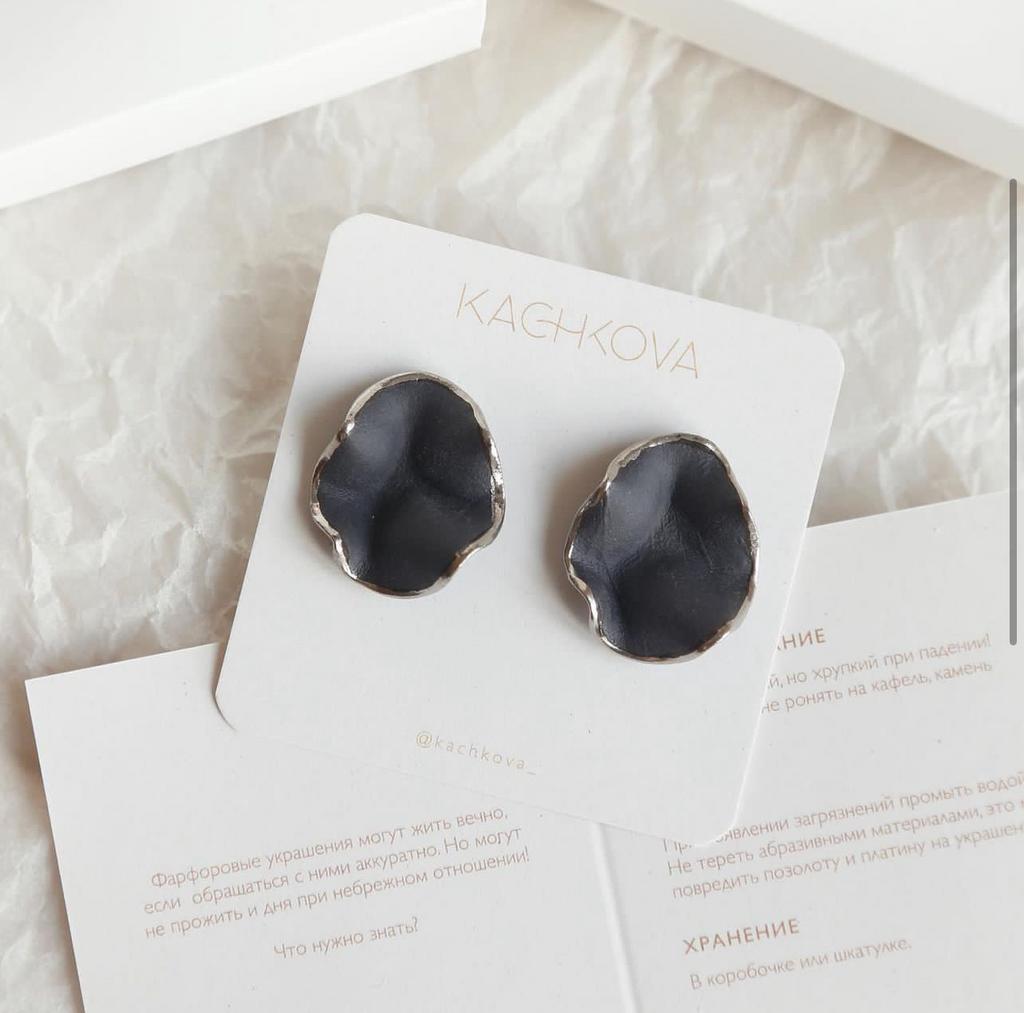 Серьги "Вдохновение" черный серебро L