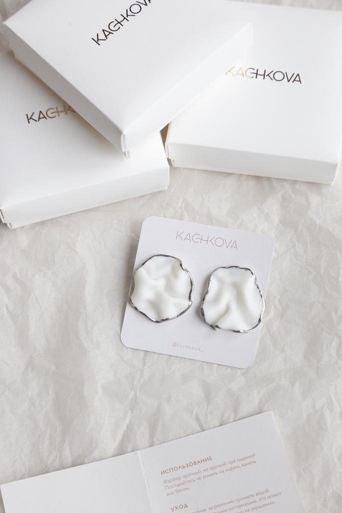 Серьги "Вдохновение" мятые серебро  L