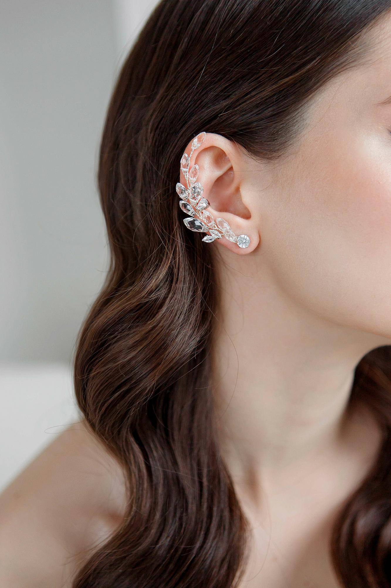 кафф для невесты, каффы, кафф ручной работы свадебный, серьги каффы, кафф веточка купить, серьги купить спб, кафф спб, кафа спб, свадебные серьги для невесты, свадебные серьги купить