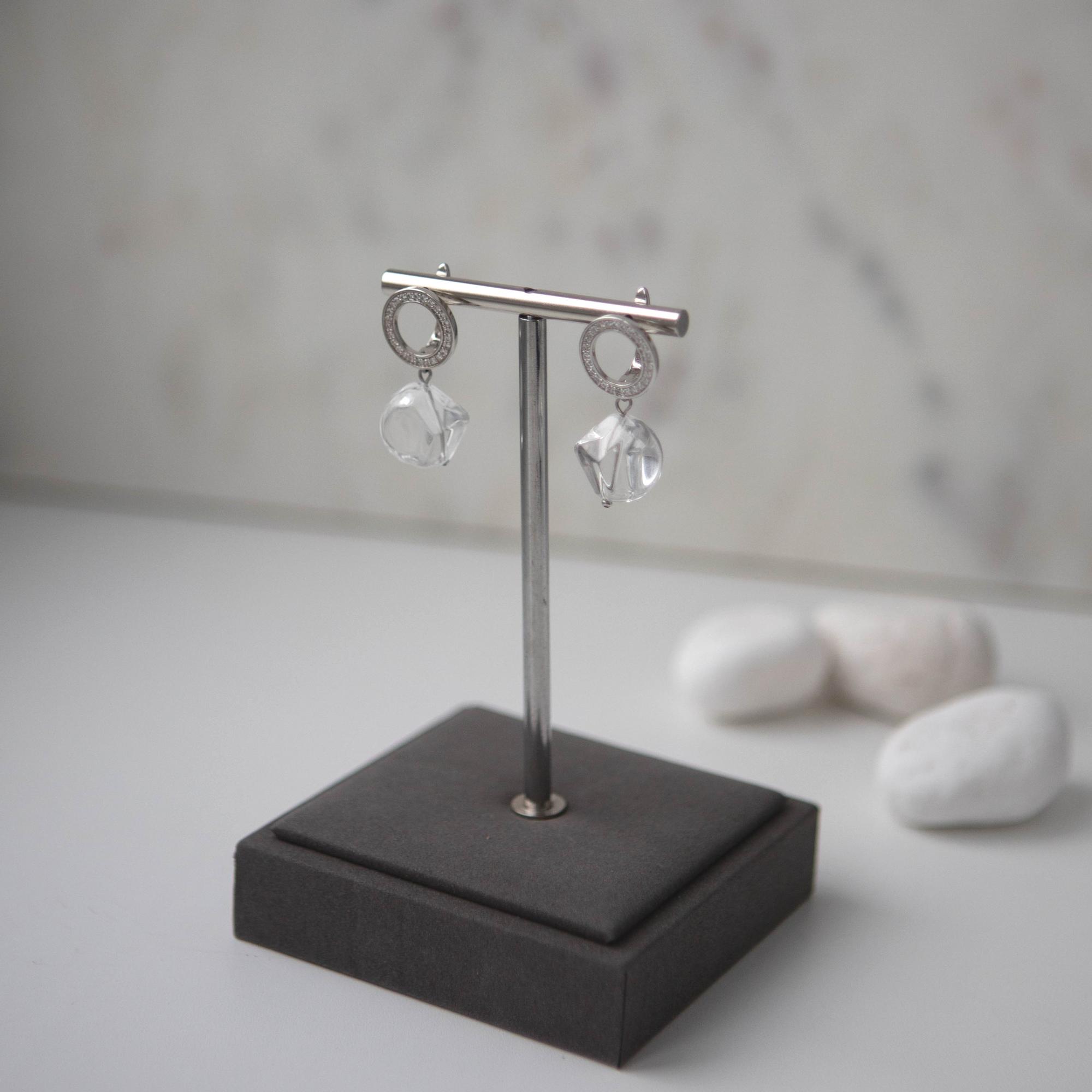 серьги с натуральными камнями,  серьги с кварцем, повседневные серьги, серьги купить спб