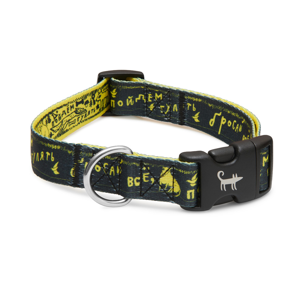 Ошейник для собаки БРОСАЙ ВСЁ, ПОЙДЁМ ГУЛЯТЬ (чёрный)