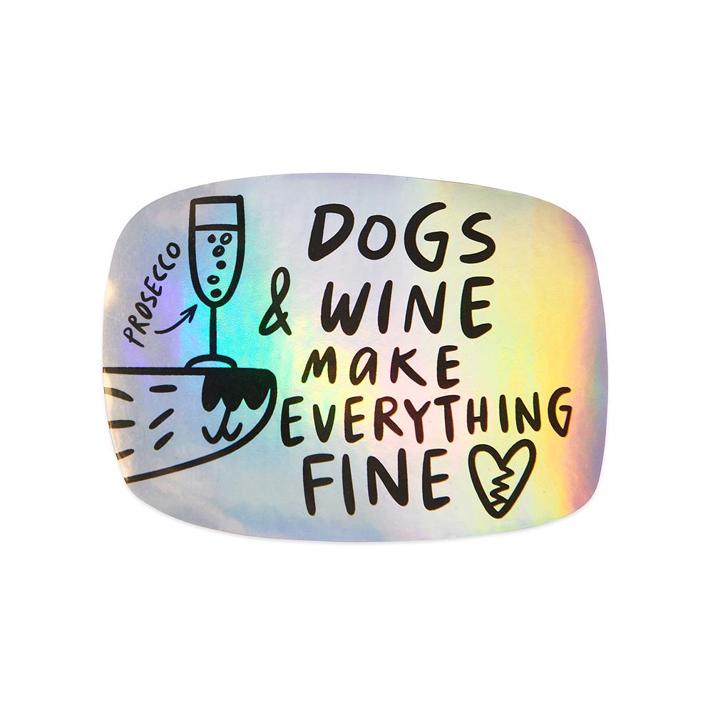 Наклейка голографическая DOGS & WINE
