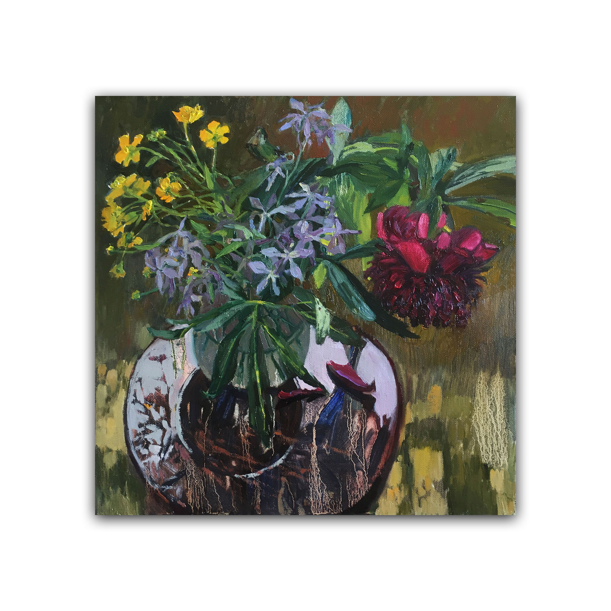 Картина "Жёлтые огоньки и пион"