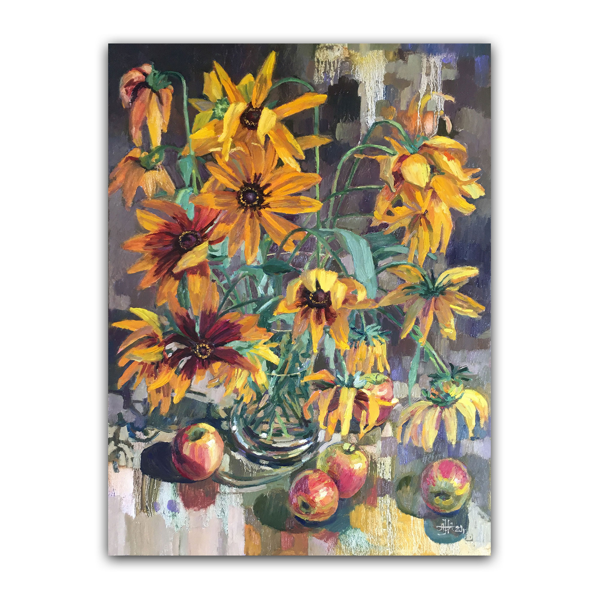 Картина "Солнышки и яблоки"