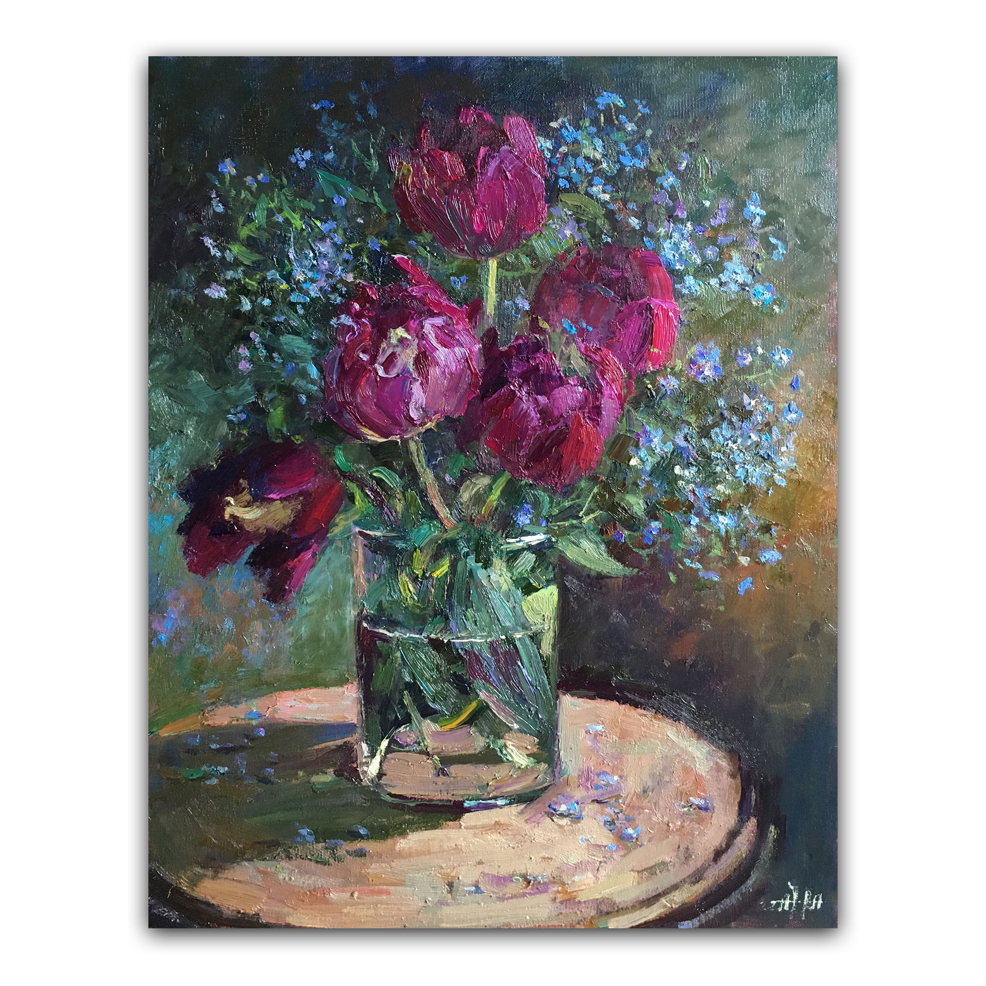 Картина "Тюльпаны и незабудки"