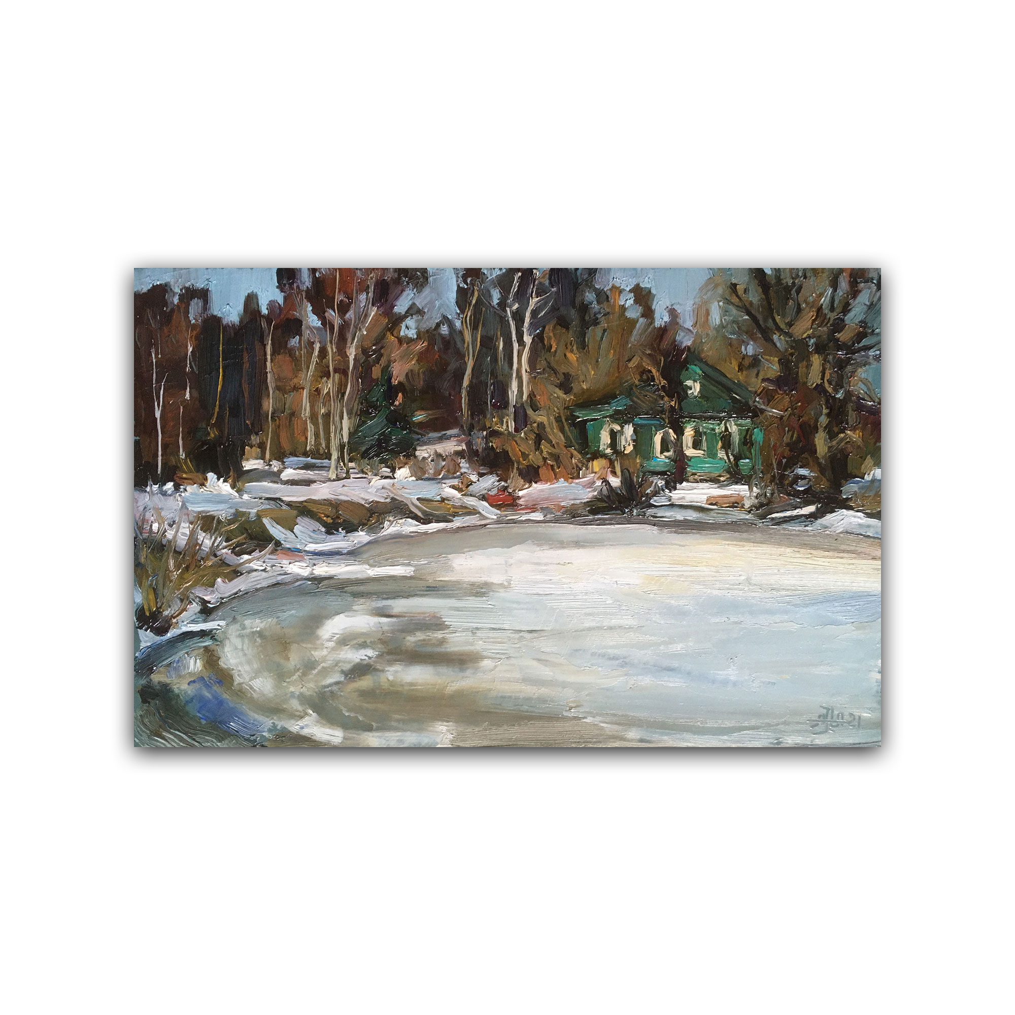 Картина "Деревенское озеро"