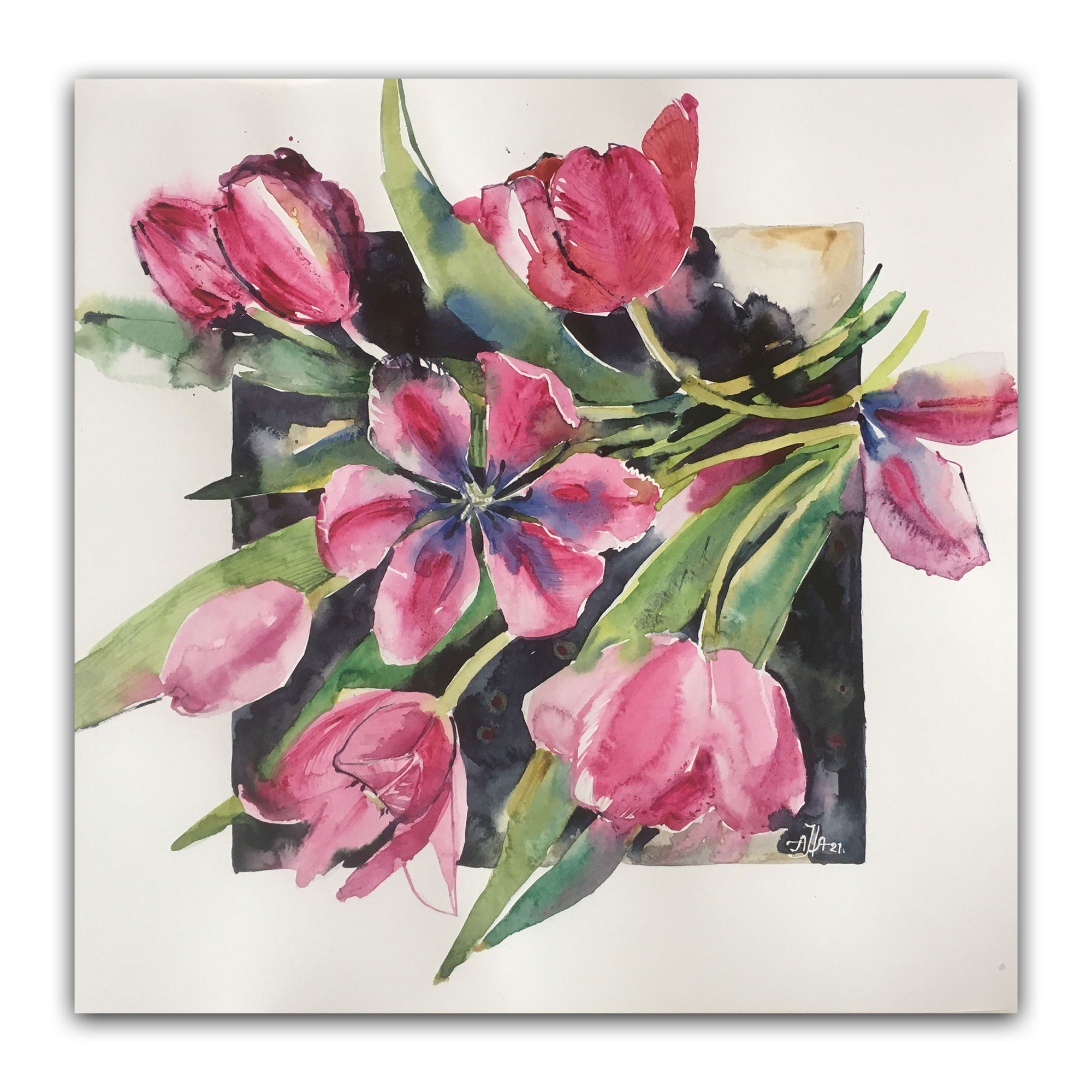 Картина "Из рамок - тюльпаны"