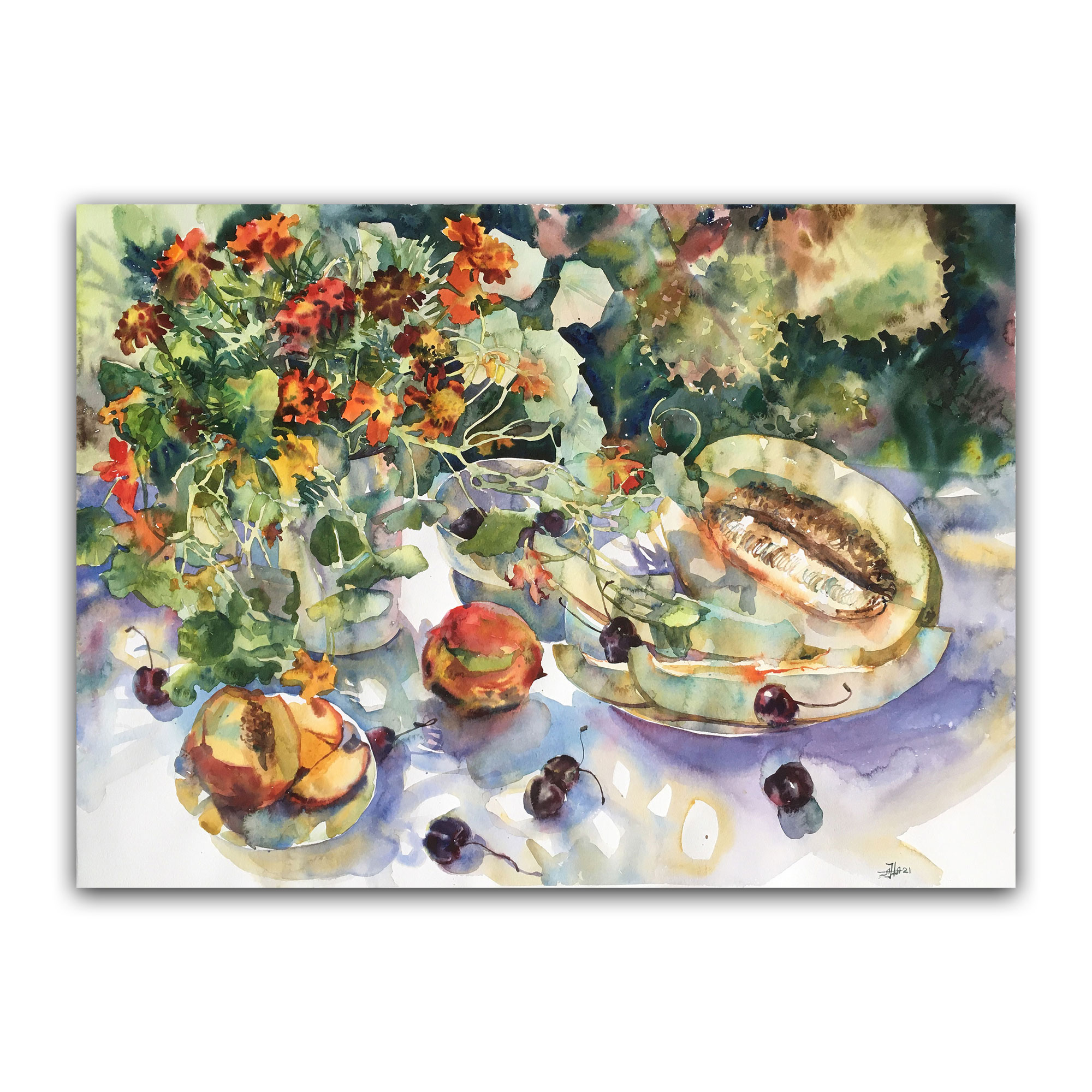 Картина "Дыня и настурция"