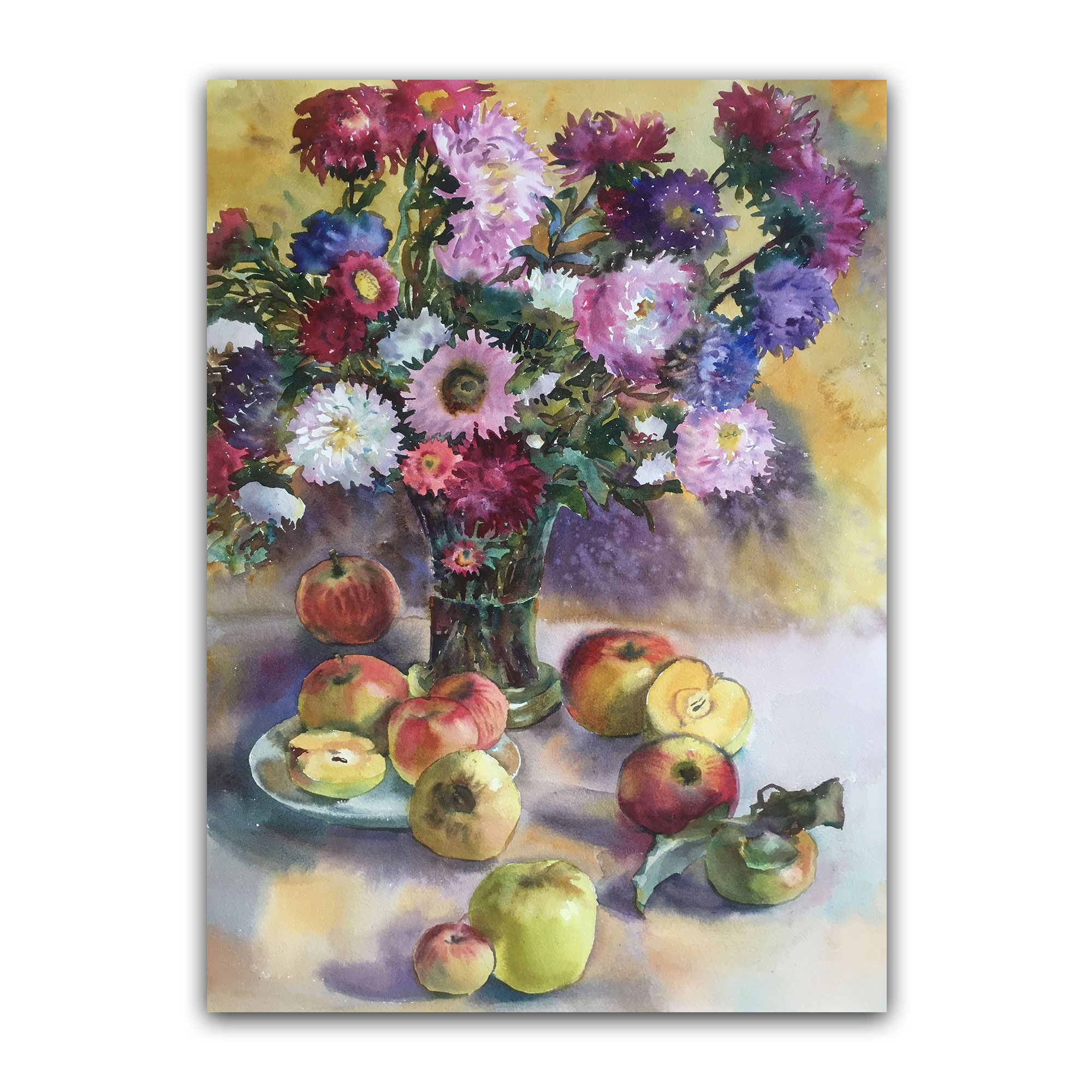 Картина "Астры и яблоки"