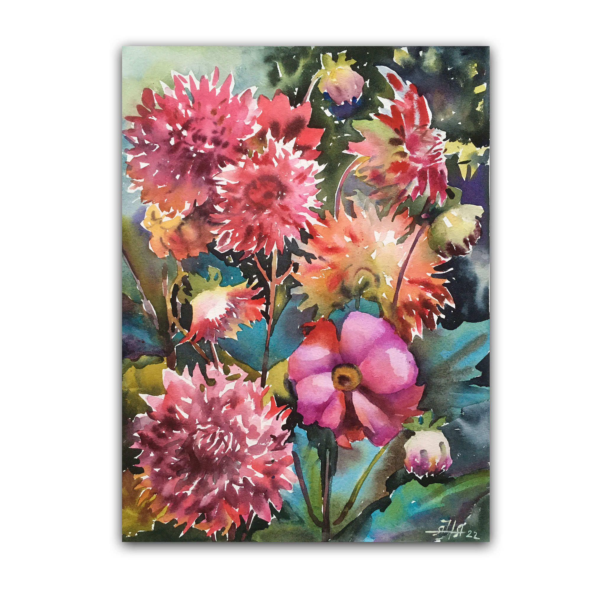 Картина "Георгины в саду"