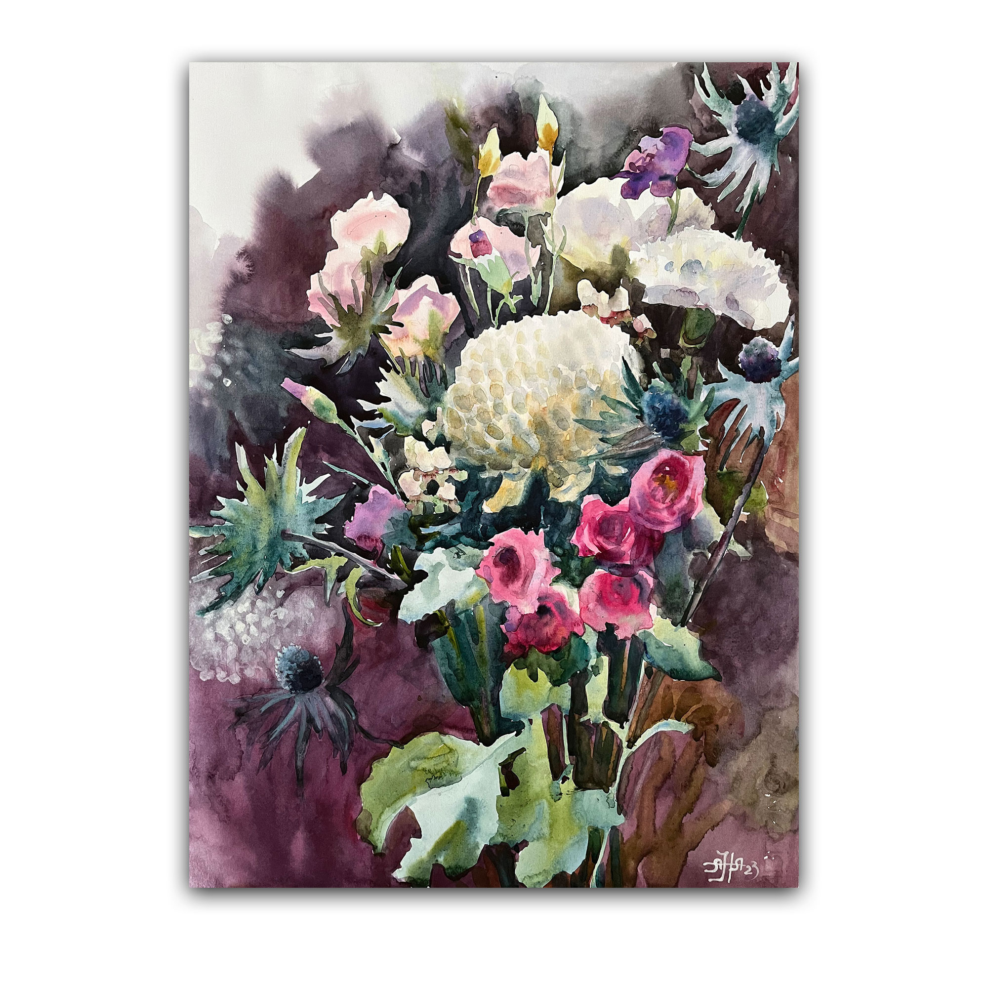 Картина "Букет с хризантемой"