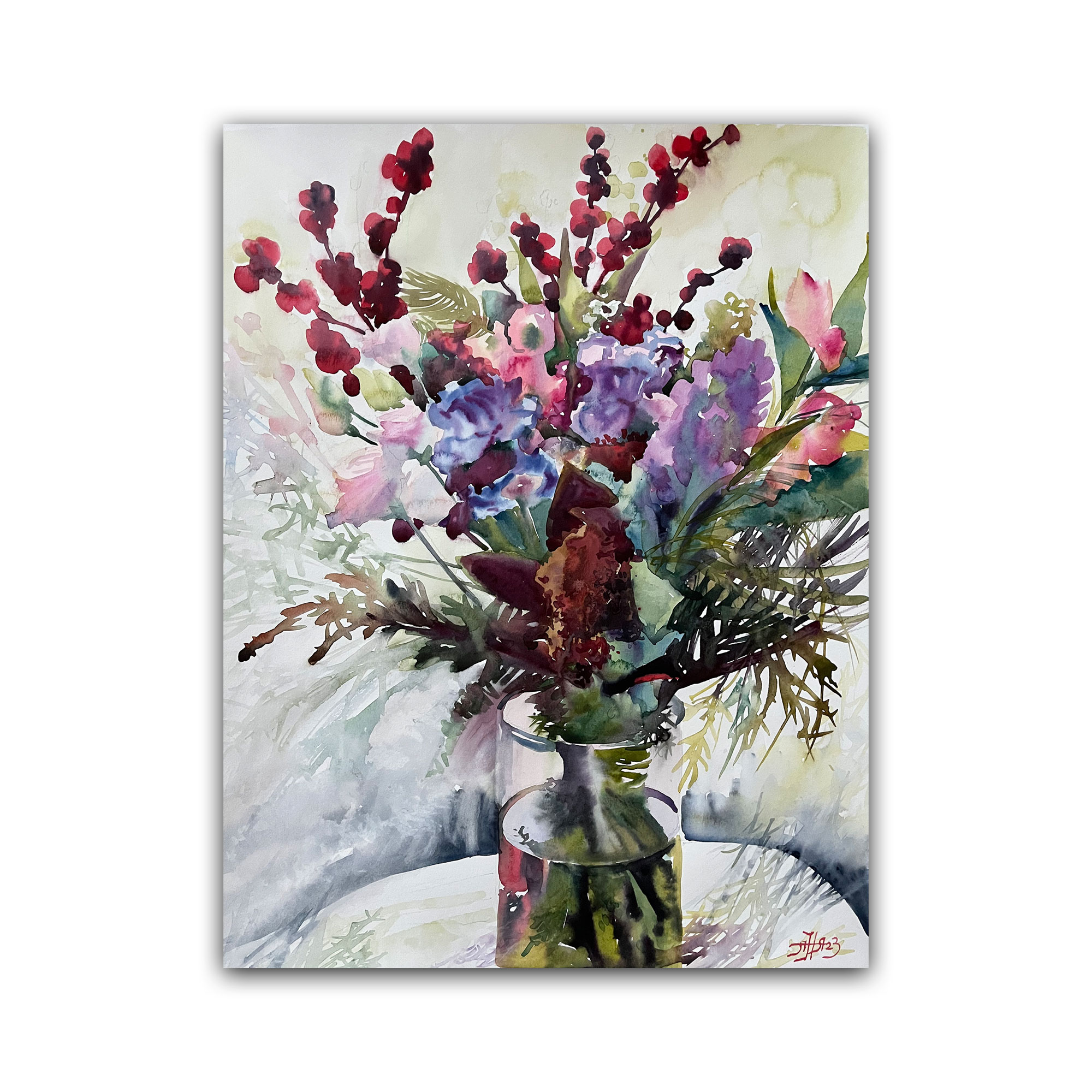 Картина "Букет с красными ягодами"