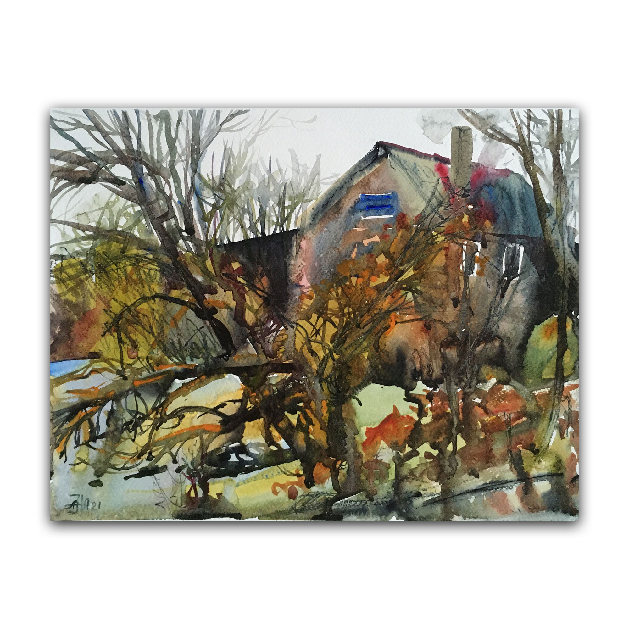 Картина "Дом у озера"