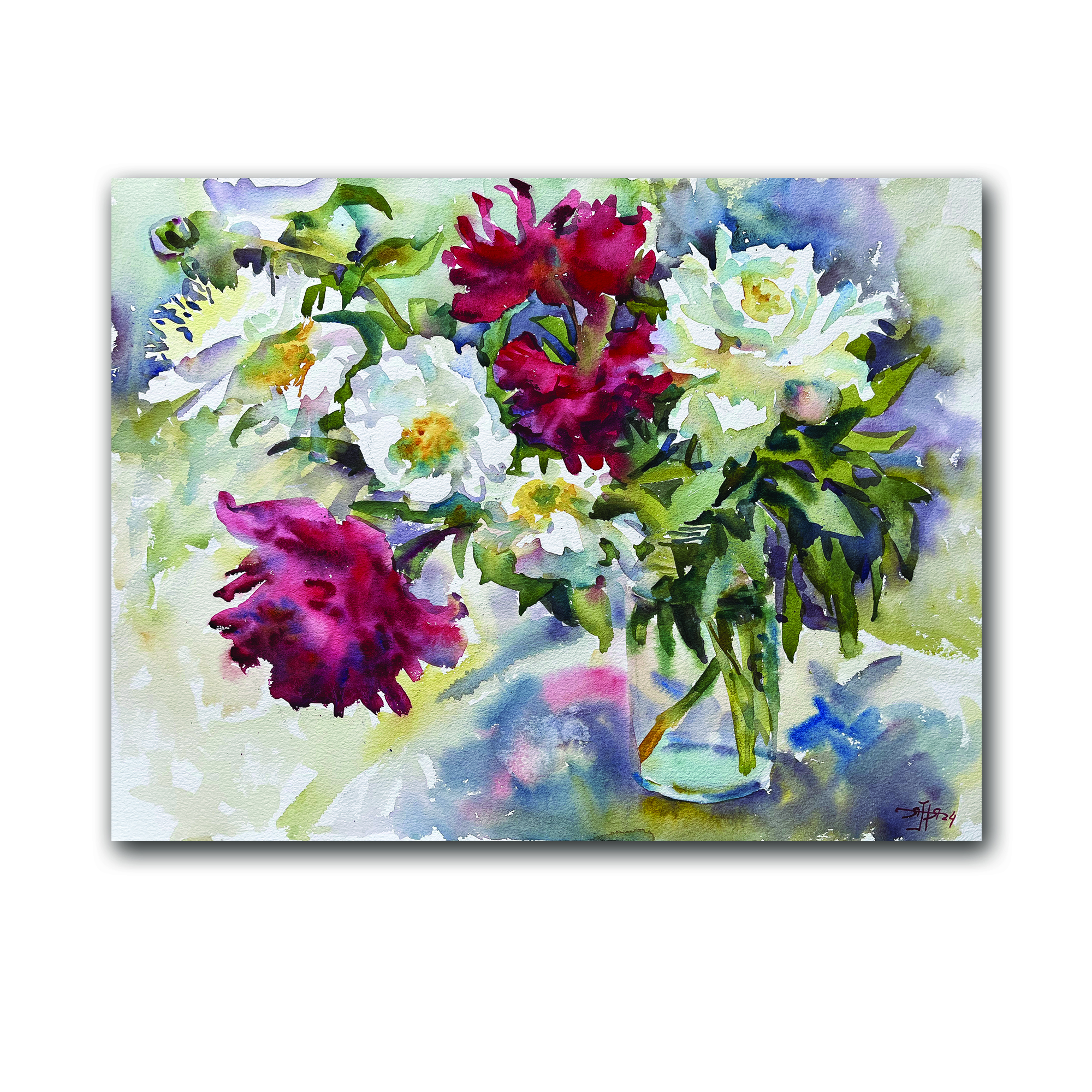 Картина "Пионы в банке"