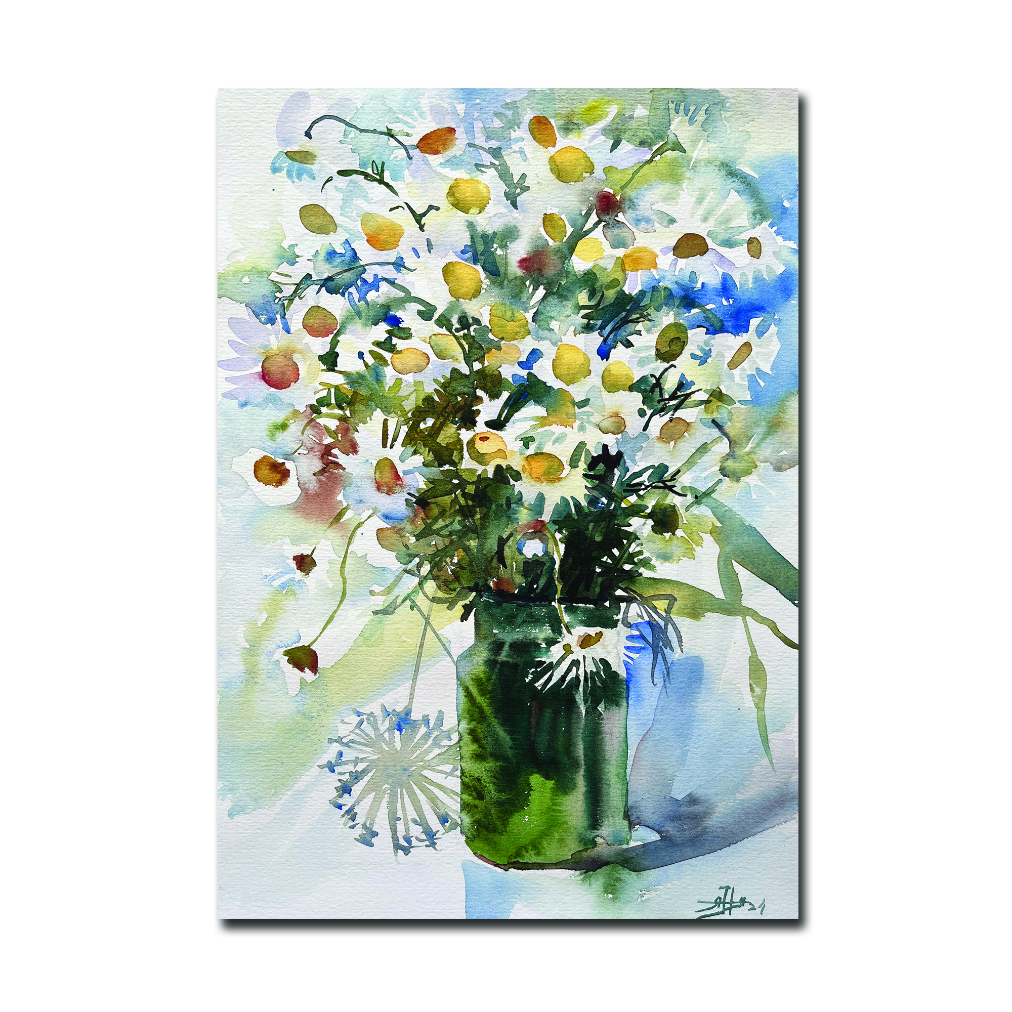 Картина "Ромашки в бидоне"