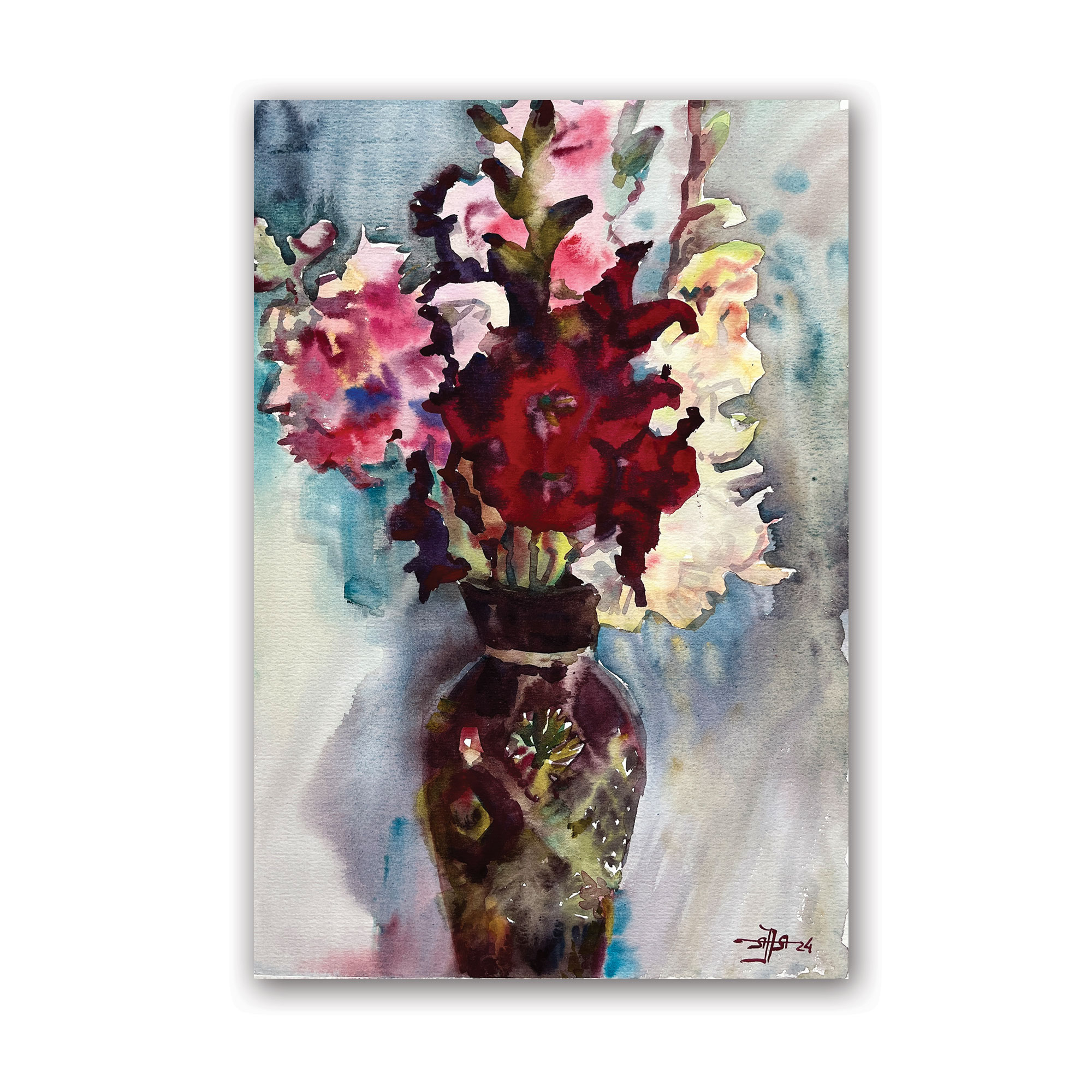 Картина "Гладиолусы в вазе"