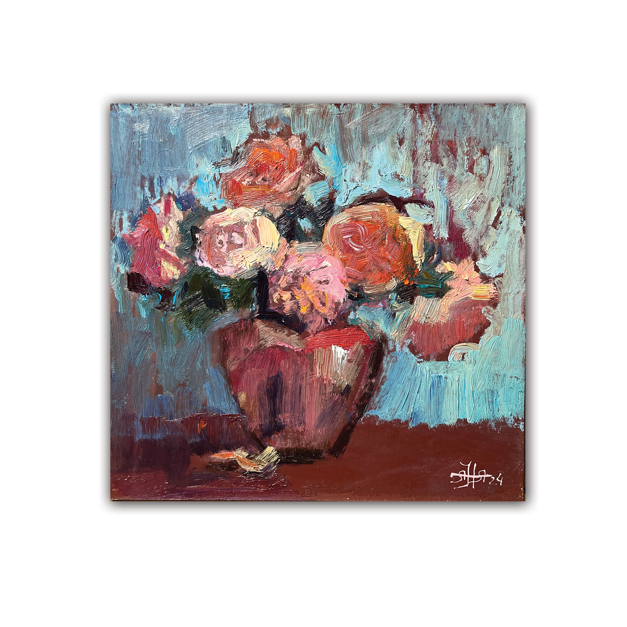 Картина "Розы на голубом"