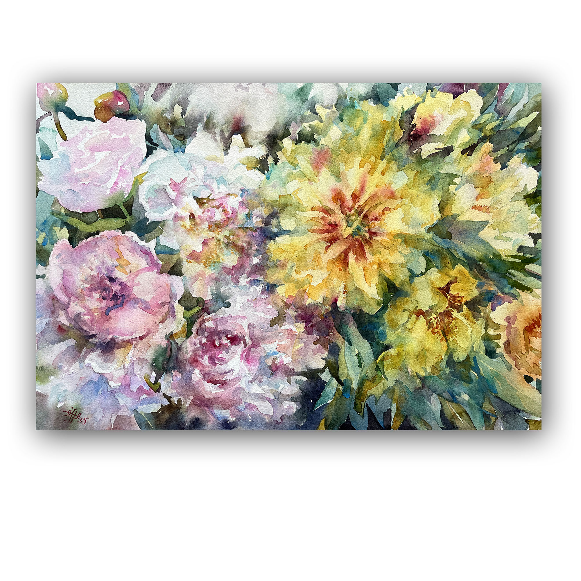 Картина "Инь и Ян - пионы"