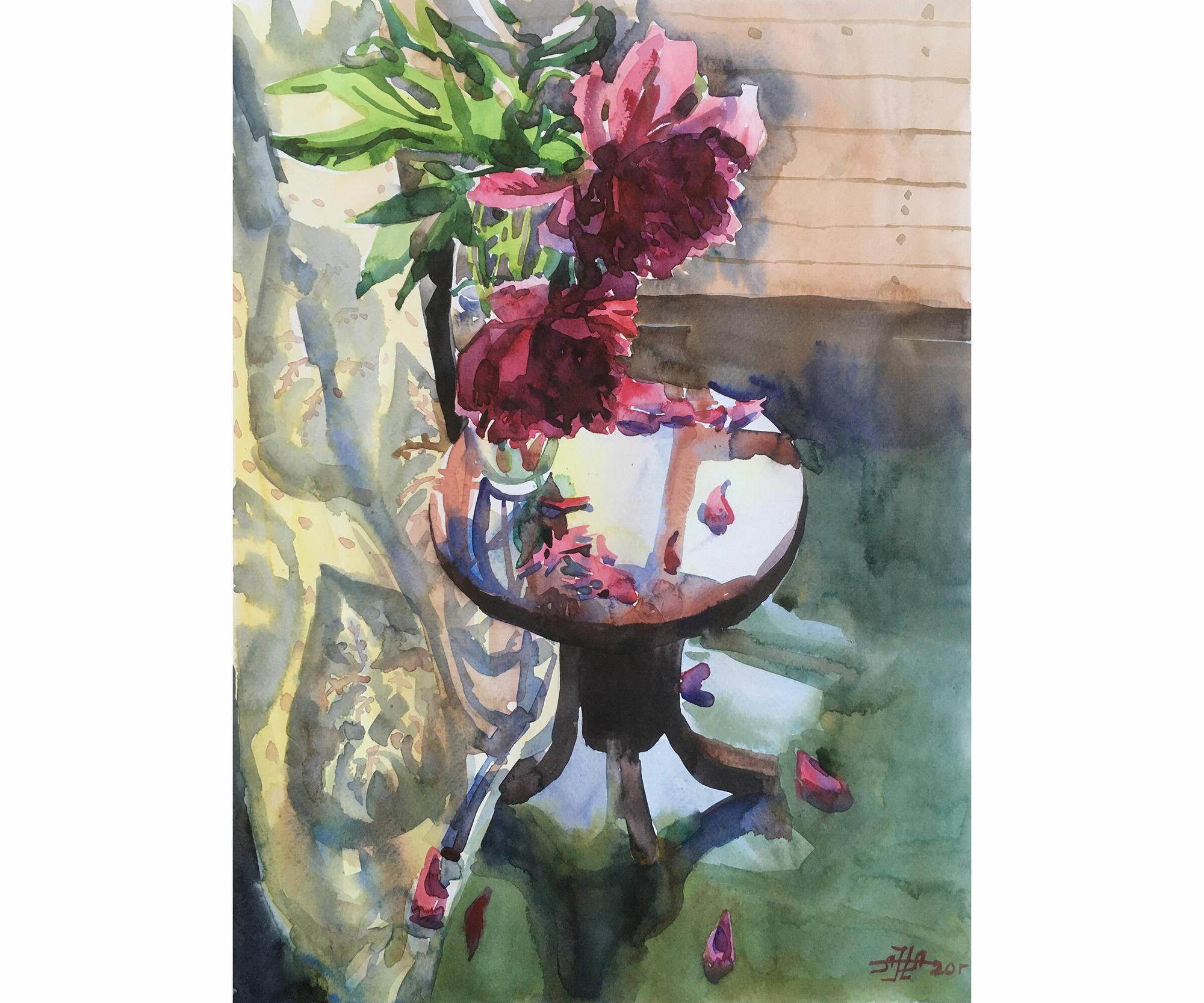 Картина "Малиновые лепестки"