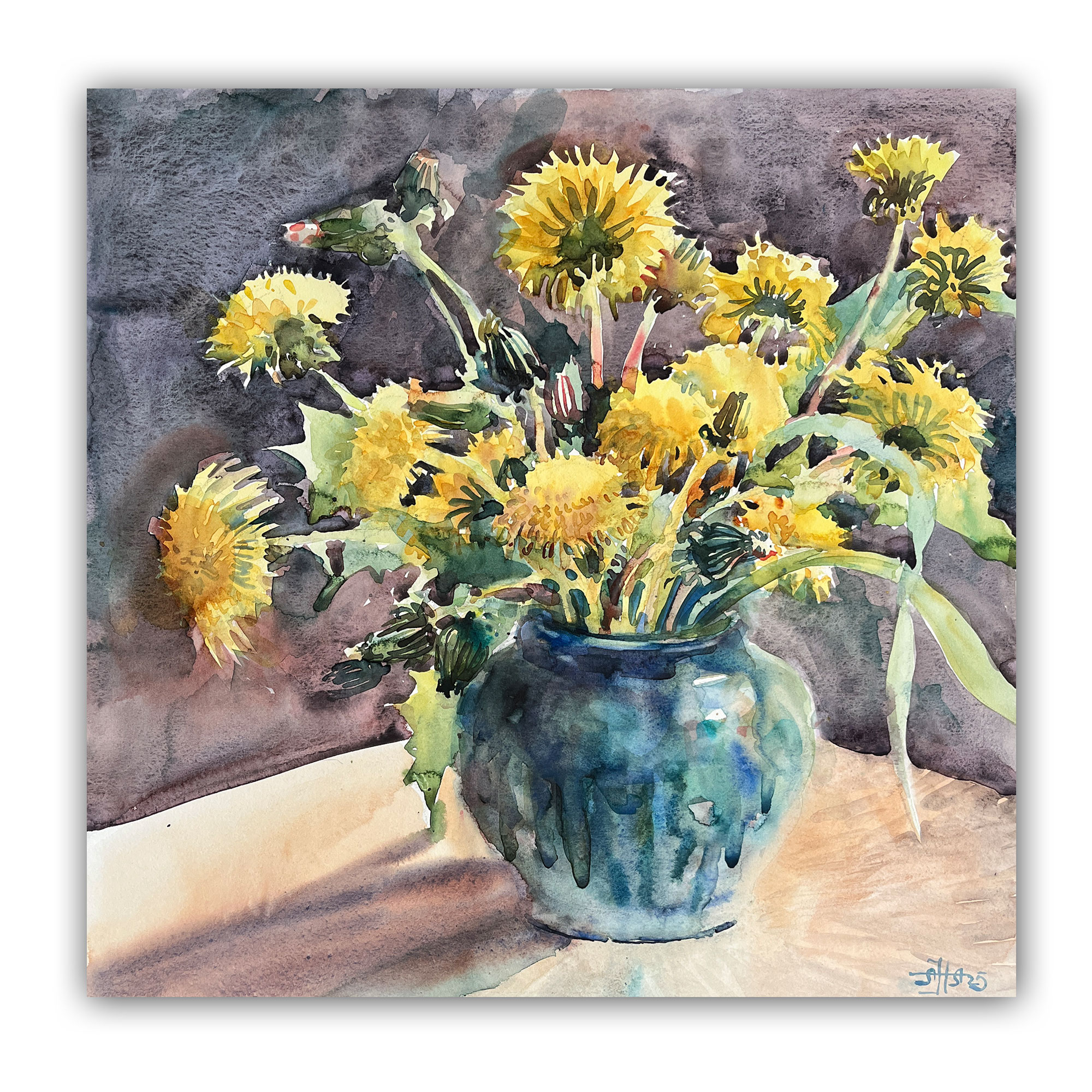 Картина "Одуванчики в бирюзе"